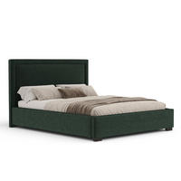 POLSTERBETT Ordina Dunkelgrün 160/200 cm im Chenille-Stoff - Dunkelgrün/Schwarz, Holz/Holzwerkstoff (160/200cm) - Maison de Reve