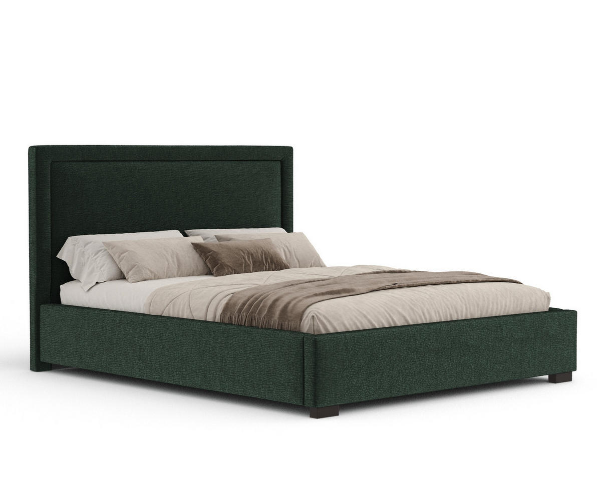 POLSTERBETT Ordina Dunkelgrün 160/200 cm im Chenille-Stoff - Dunkelgrün/Schwarz, Holz/Holzwerkstoff (160/200cm) - Maison de Reve