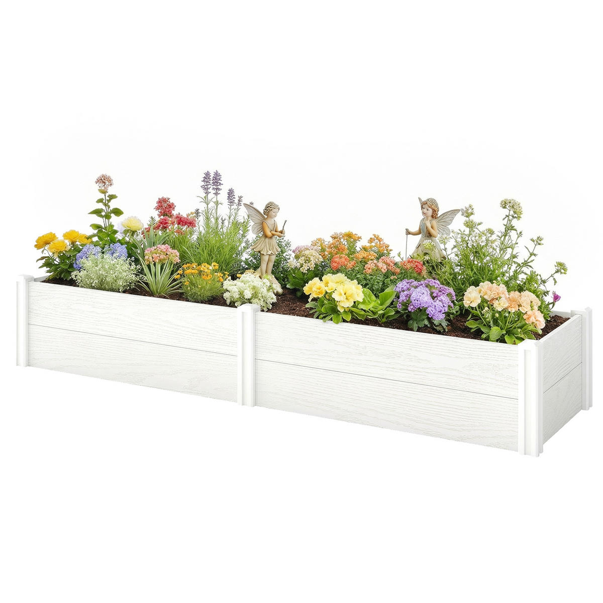 HOCHBEET DE-05424 Steckbar, mit Trennwand, Kunststoff Weiß - Weiß, Kunststoff (197/33/54cm) - ComfortXL