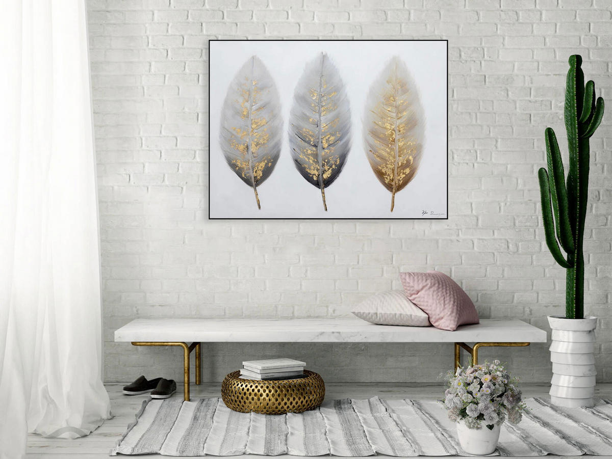 ACRYLBILD HANDGEMALT 100/75 cm - Beige/Braun, Holz/Textil (2/75cm) - KUNSTLOFT