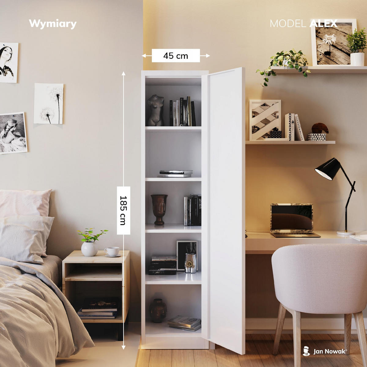 AKTENSCHRANK ALEX - Beige/Weiß, Metall (45/185/40cm) - Jan Nowak