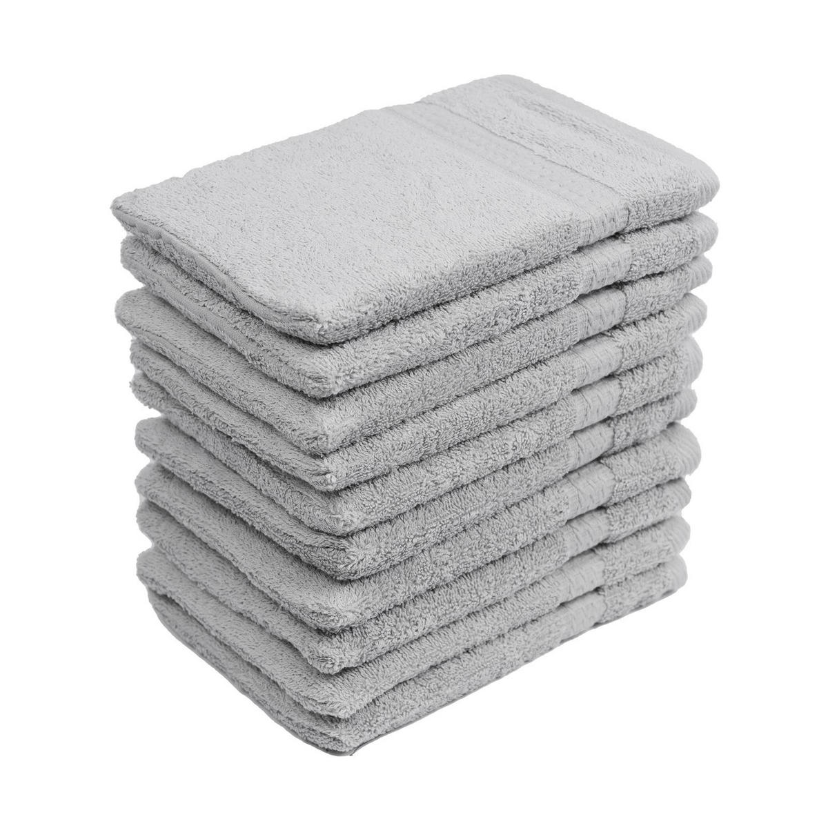 WASCHLAPPEN 16x21 cm aus 100% Baumwolle 500g/m2, 10er Set Waschhandschuhe Silber - Silberfarben, Textil (16/21cm) - Carpe Sonno