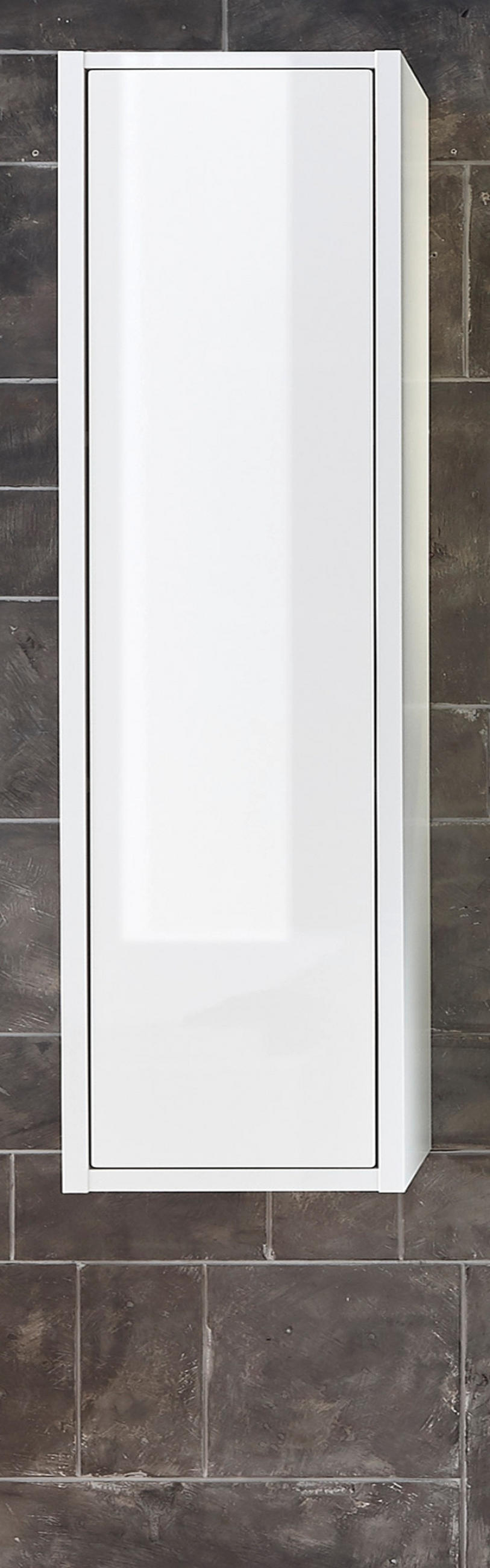 HOCHSCHRANK weiß Hochglanz hängend, Badschrank mit Push-to-Open - Weiß Hochglanz, Holzwerkstoff (30/119/30cm) - Furn.Design