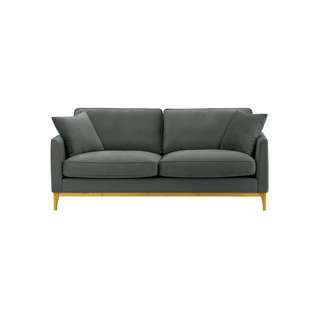 DREISITZER-SOFA Linara-Velluto 19 - Dunkelgrau, Holz/Textil (201/91/95cm)