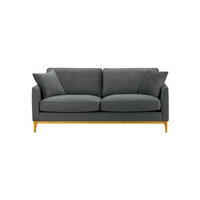 DREISITZER-SOFA Linara-Velluto 19 - Dunkelgrau, Holz/Textil (201/91/95cm)
