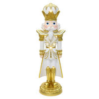 HOMETOPIA Nussknacker Figur 61 cm, Weihnachtsdeko mit 8 LEDs, Timer, MgO - Goldfarben, Naturmaterialien (16/61/19.5cm) - Hometopia