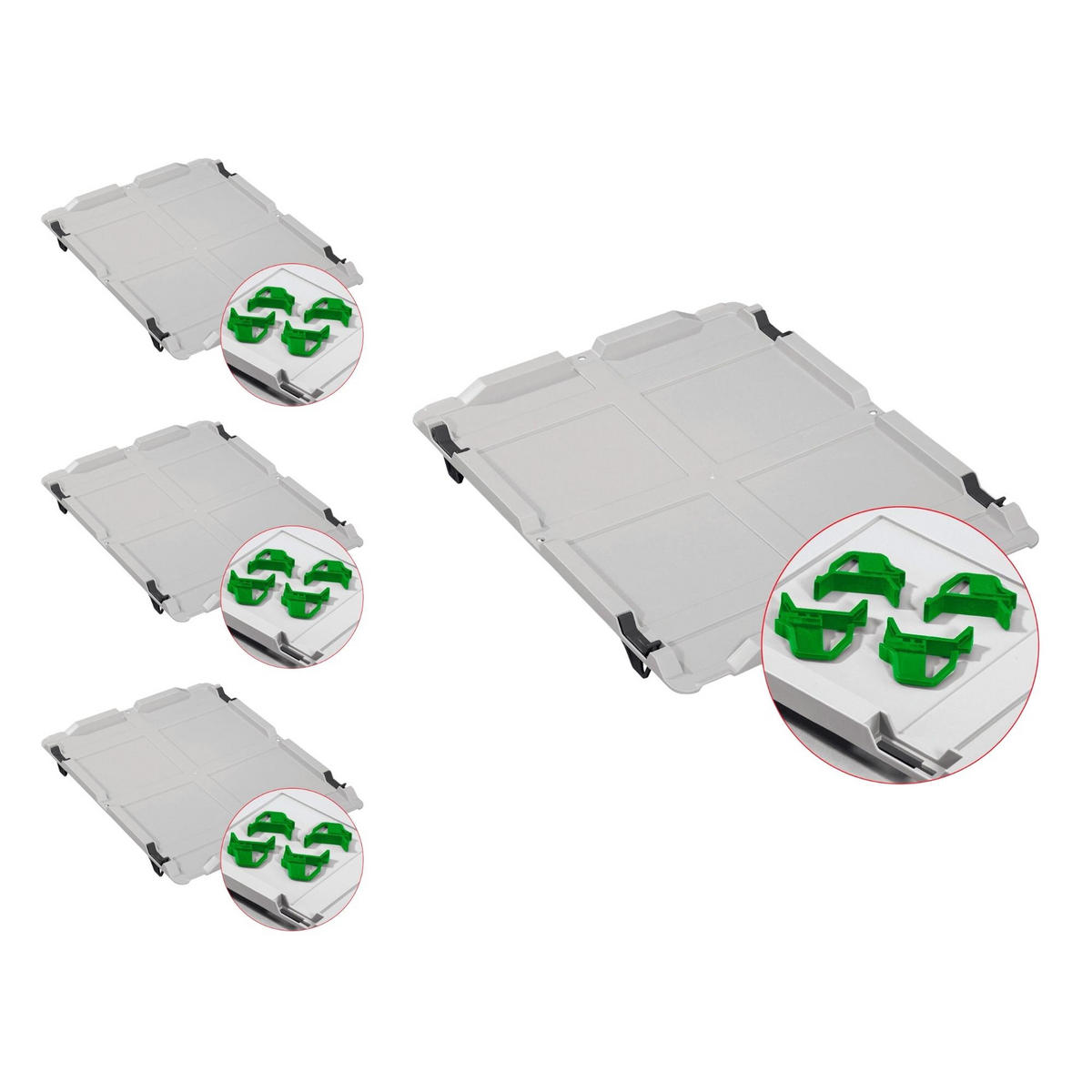 EUROBOX 4x Nextgen Economy Mit Auflagedeckel Grau/Grün Griffe Geschlossen 30 Liter - Grün, Kunststoff (30/32/40cm) - PROREGAL