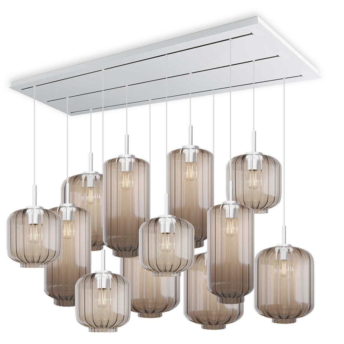 HÄNGELEUCHTE Velo 12-flammig Klar Ø 18/20/25cm - Klar/Weiß, Glas (25/25/27cm) - s.luce