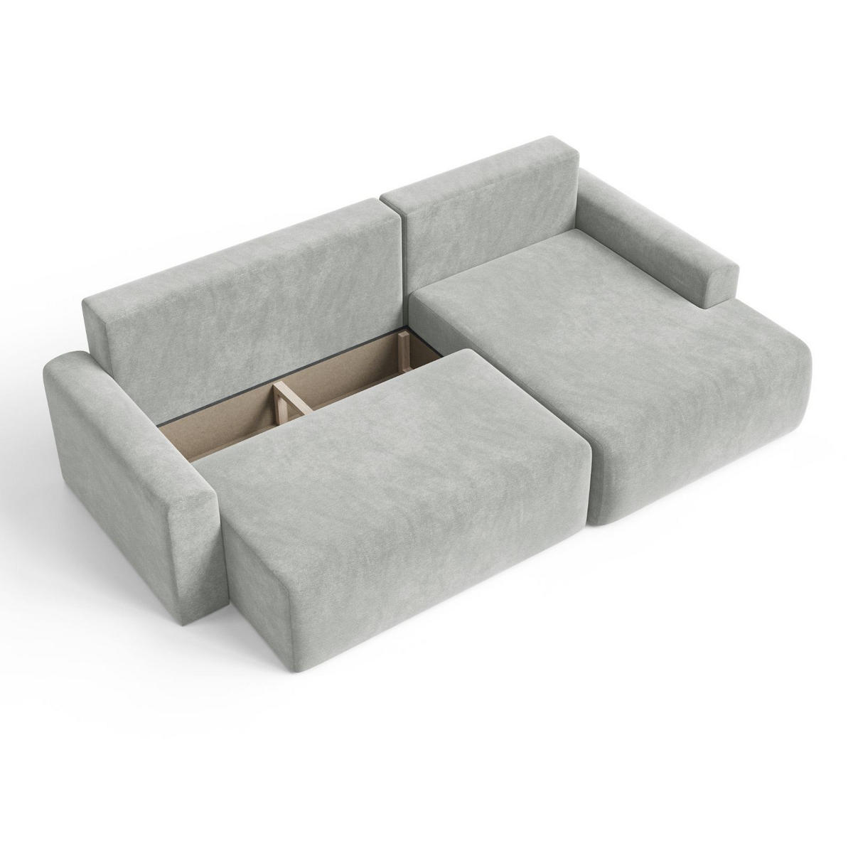 ECKSOFA MILO LARGE mit Schlaffunktion, Bettkasten und Cordbezug, Rechts - VIBE 86 - Grau, Holz (270/142cm) - Dekori_Interiors