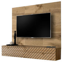 TV-LOWBOARD Eiche Wotan und schwarz 180 x 148 cm, Set hängend inklusive Akustikpaneel - Eiche Wotan/Schwarz, Holzwerkstoff (180/148/40cm) - Inn.Furn