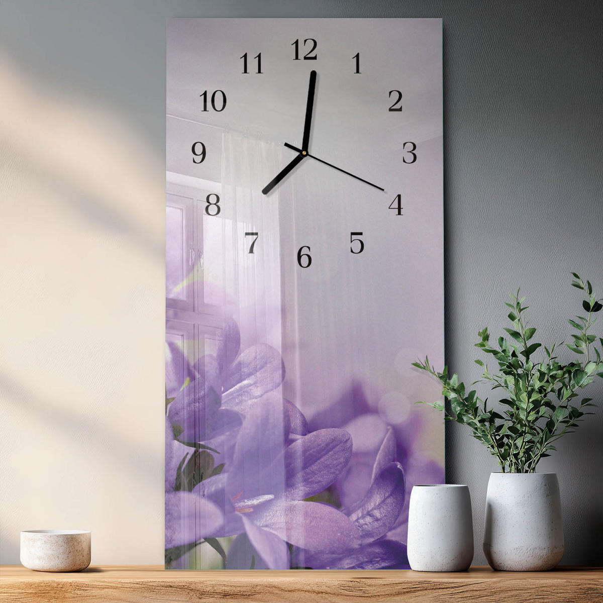 WANDUHR 60x30 cm - Limette und Minze - Lila, Glas (30/60/0.4cm) - TULUP