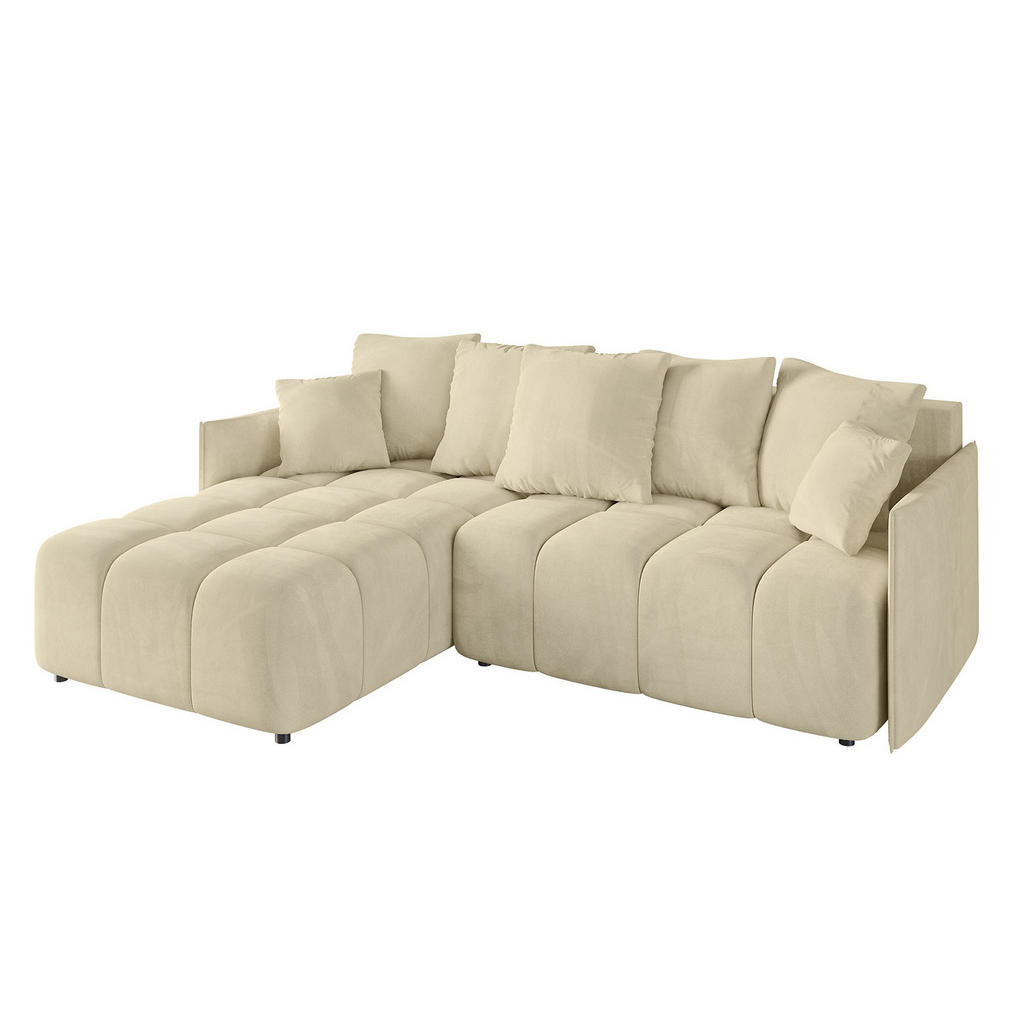 ALTDECOR ROHOVÁ SEDACÍ SOUPRAVA s otomanem vlevo LONLI-L 251x189x68 šedohnědý velur