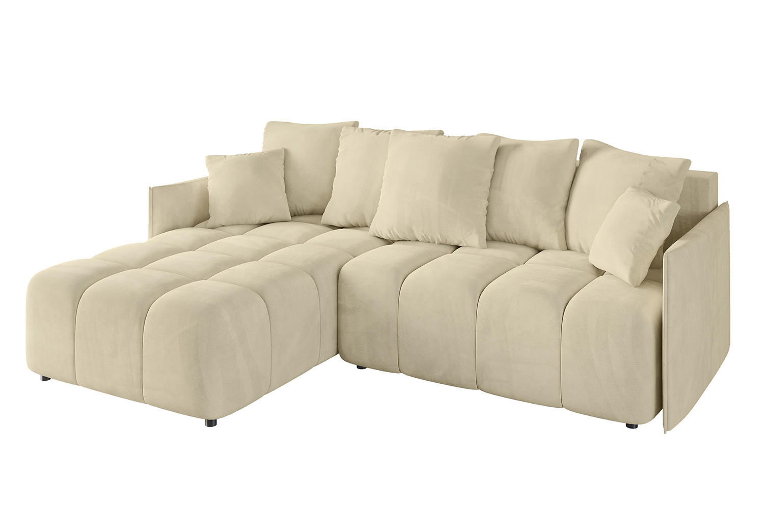 ECKSOFA Ottomane links LONLI-L 251x189x68 Taupe Velours - Taupe, Holzwerkstoff/Kunststoff (251/189cm) - ALTDECOR