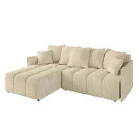 ECKSOFA Ottomane links LONLI-L 251x189x68 Taupe Velours - Taupe, Holzwerkstoff/Kunststoff (251/189cm) - ALTDECOR