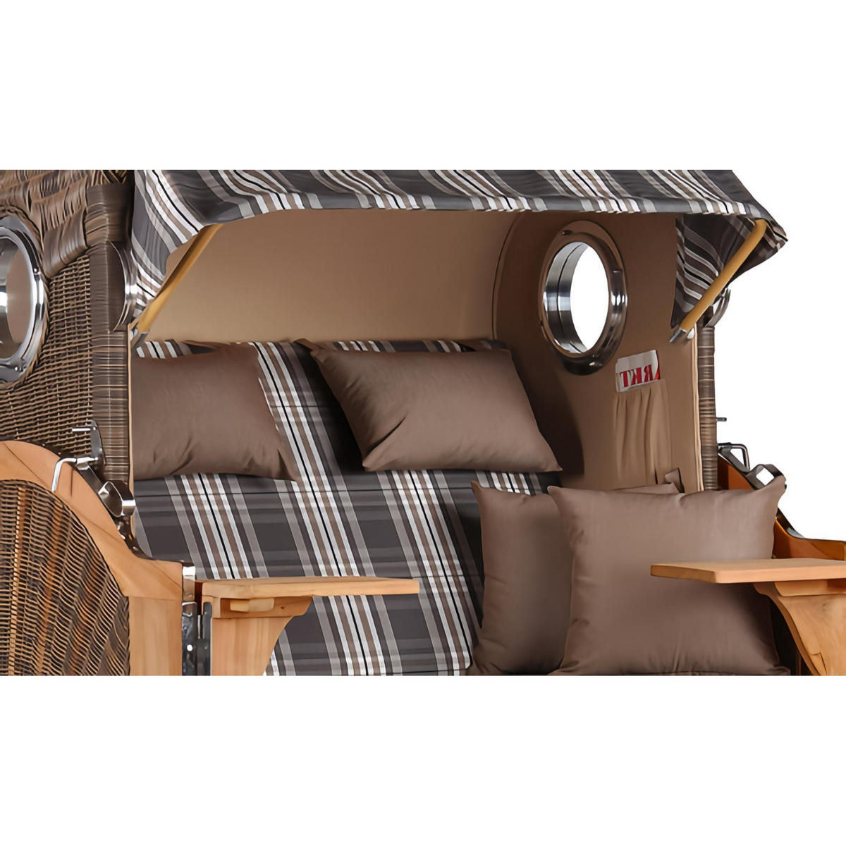 STRANDKORB Düne 2 Sitzer Teak PE Grey - Braun/Grau, Holz/Metall (125/170/80cm) - Mr. Deko