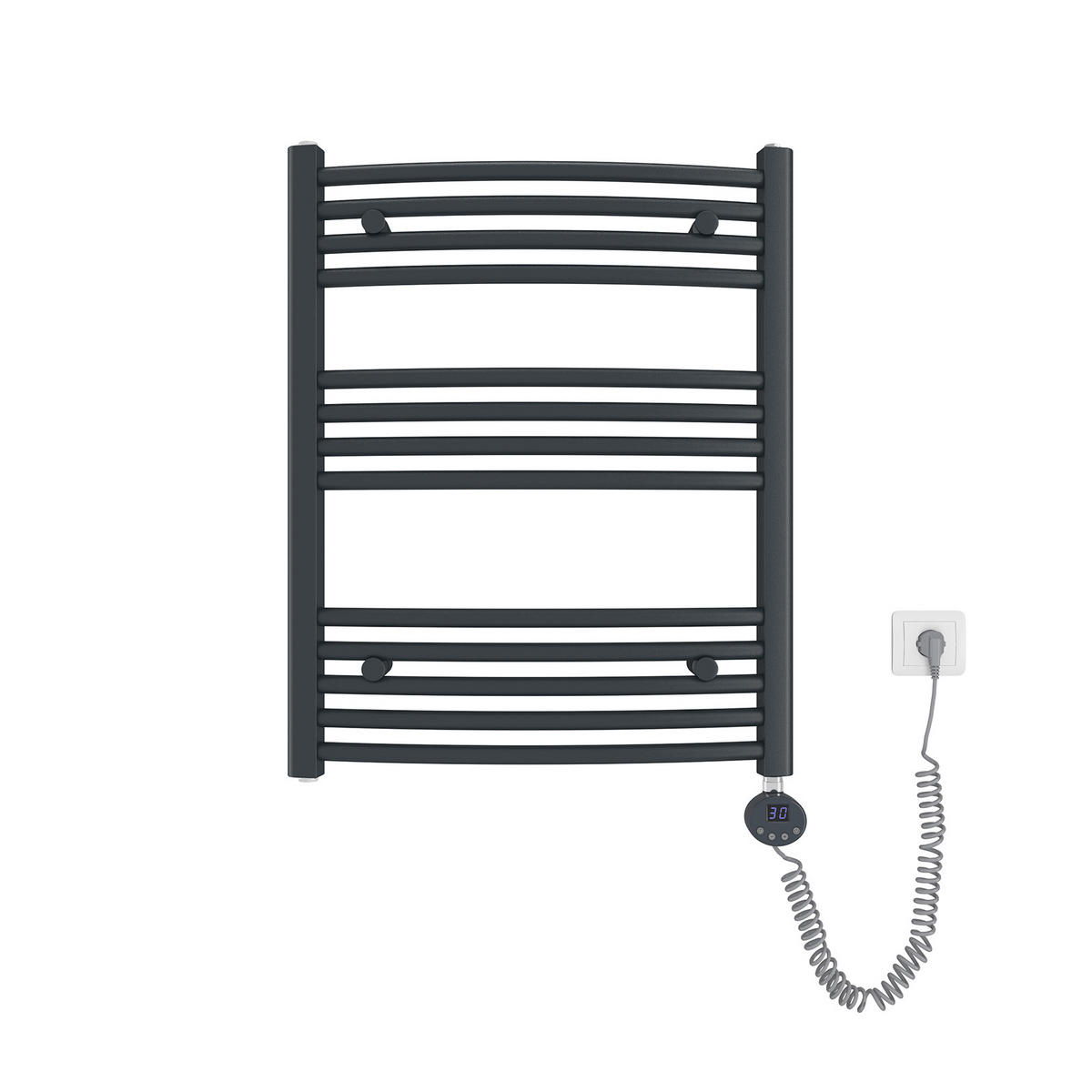 HANDTUCHHEIZKÖRPER elektrisch gebogen Anthrazit 75/60/5,6 cm - Anthrazit, Metall (60/75/5.6cm) - EMKE