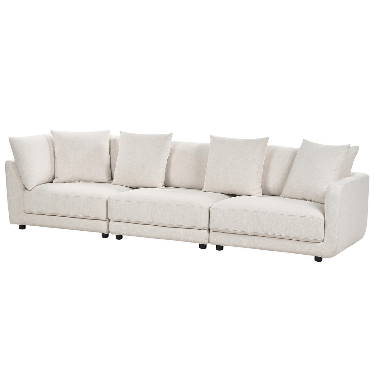 3-SITZER-SOFA cremeweiß mit Ottomane Sigtuna - Schwarz/Weiß, Textil (300/86/102cm) - Beliani