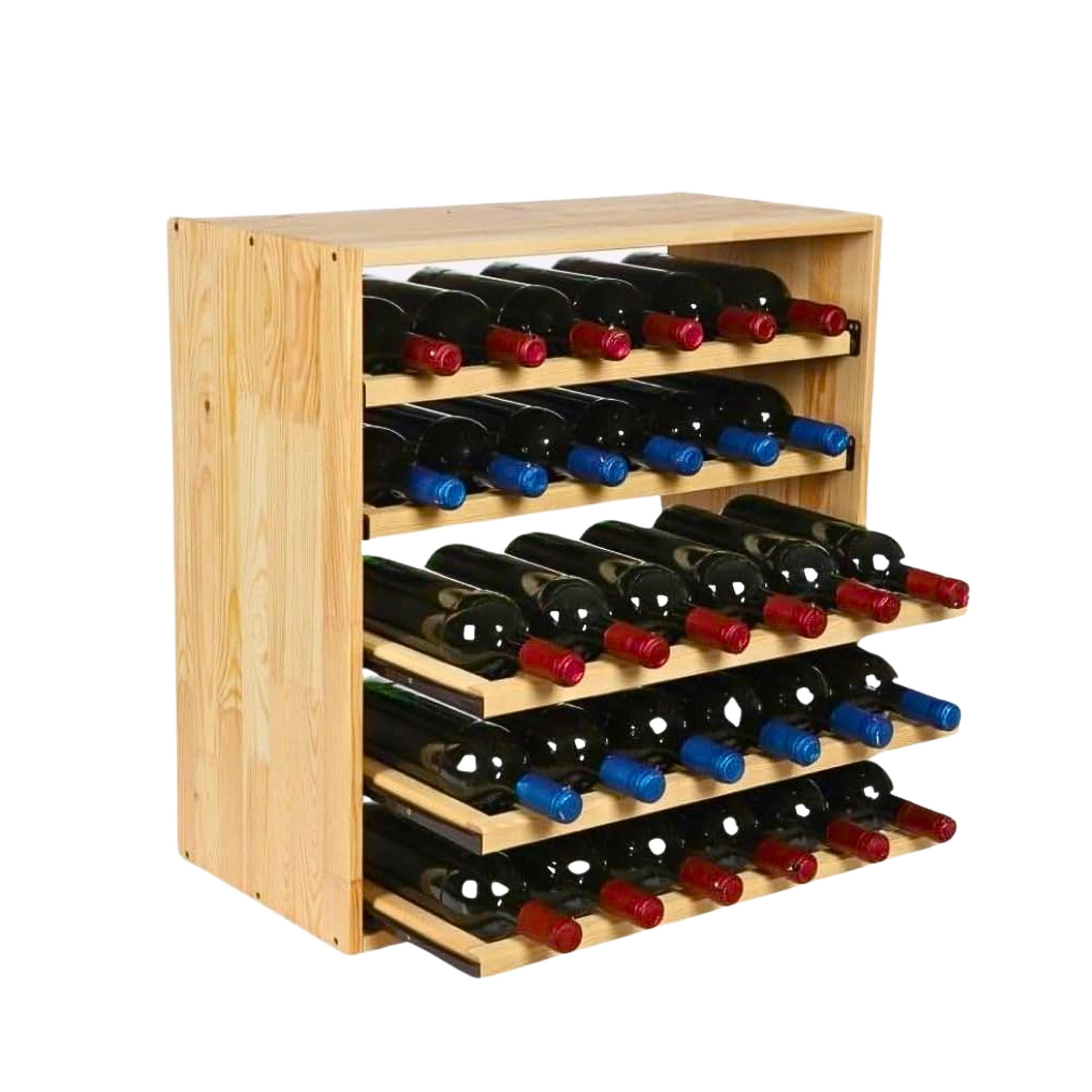 WEINREGAL Vincellar Mod 60x60x30 cm Auszug Modul Für 30 Flaschen mit Ausziehbaren Ebenen Massives Kiefernholz Natur - Naturfarben, Holz (60/60/30cm) - PROREGAL