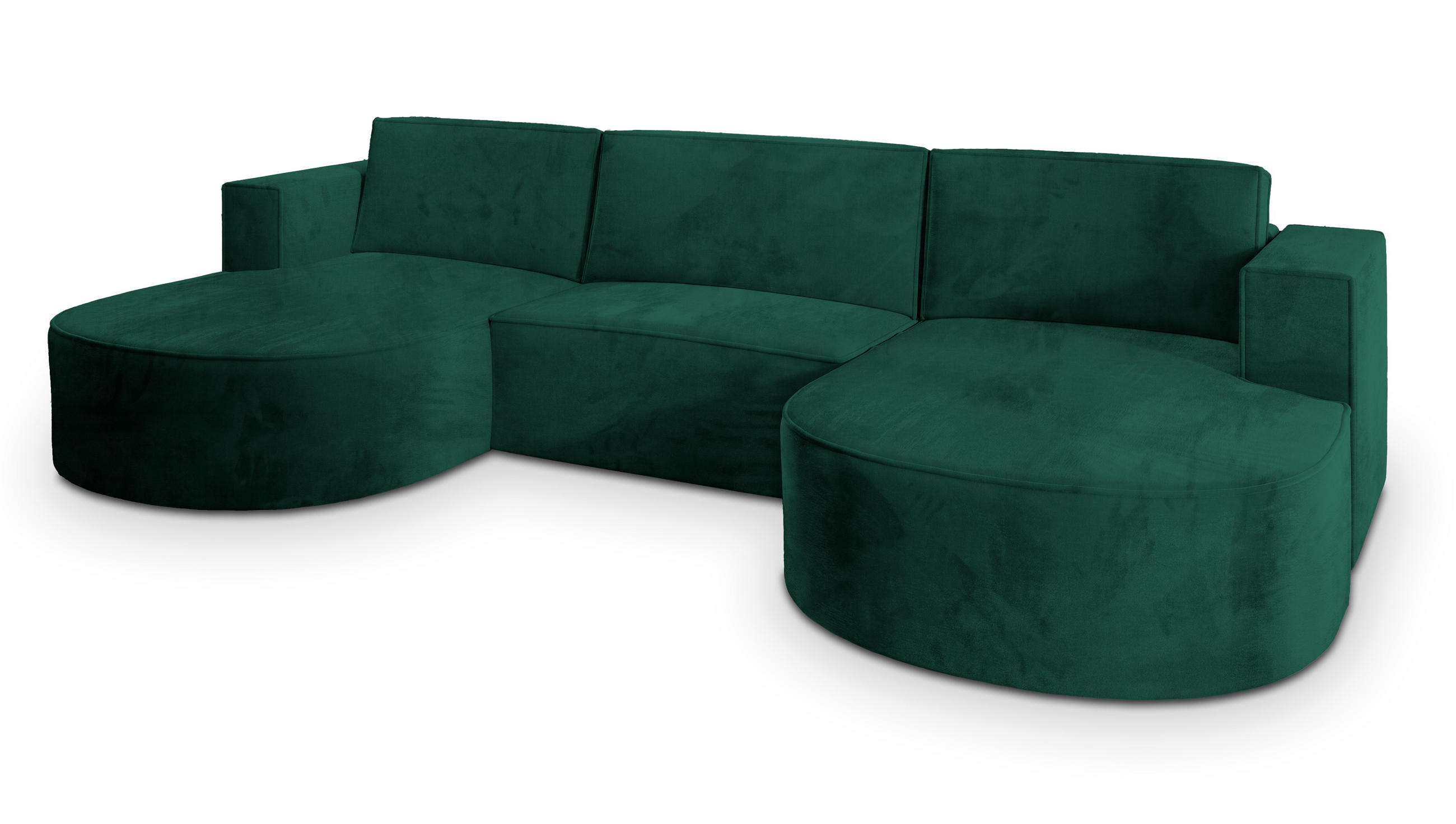 ROHOVÁ SEDAČKA VEZZO tmavě zelená - šedá/tmavě zelená, dřevo/textil (347/174cm) - MASSENO