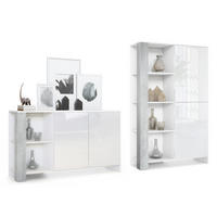 WOHNZIMMERSET Venedig Beton Oxid Optik - Hellgrau, Holzwerkstoff (248/151.5/36cm) - Vladon