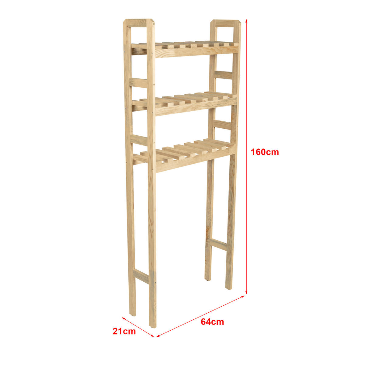 BADEZIMMERREGAL Alslev - Naturfarben, Holz (64/160/21cm) - [en.casa]
