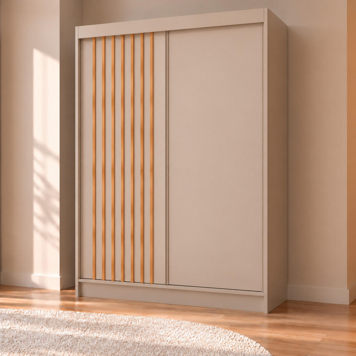 KLEIDERSCHRANK Lumil 120 cm Kaschmir Griffe silber - Kaschmir, Holzwerkstoff (120/216/61cm) - KS Home Concept