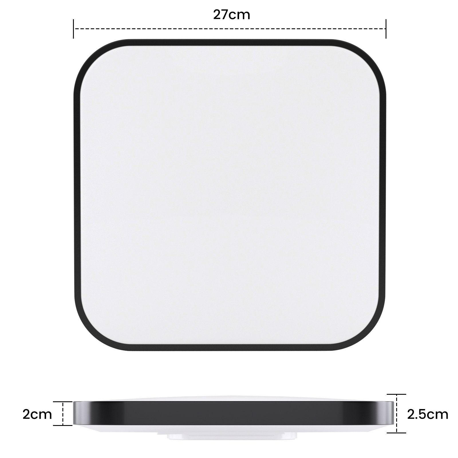LED-DECKENLEUCHTE Leipzig 3000K-Warmweiß 27/27/3 cm - Schwarz, Kunststoff (27/27/3cm) - Nettlife