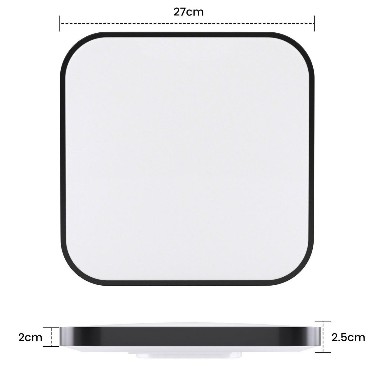 LED-DECKENLEUCHTE Leipzig 3000K-Warmweiß 27/27/3 cm - Schwarz, Kunststoff (27/27/3cm) - Nettlife