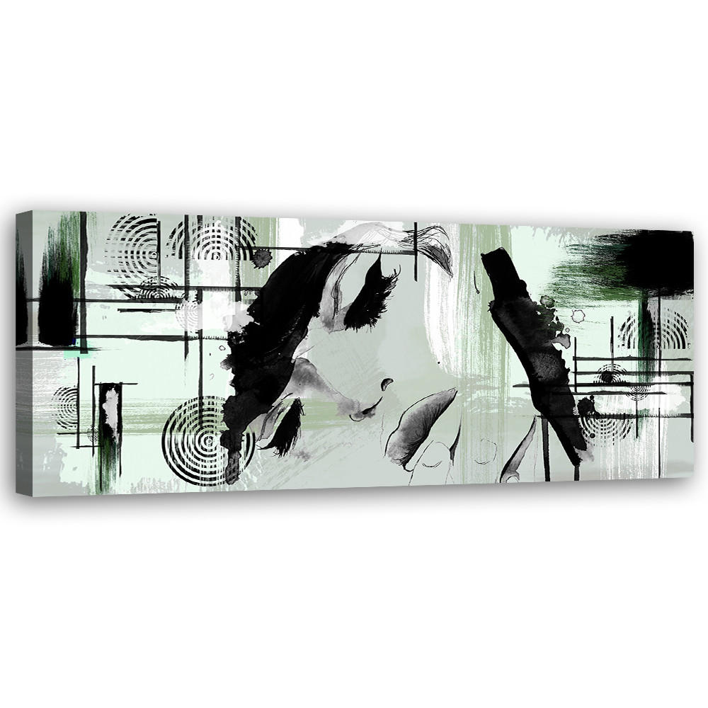 WANDBILD grüne frau abstrakt - Grau, Textil (90/30cm) - Feeby