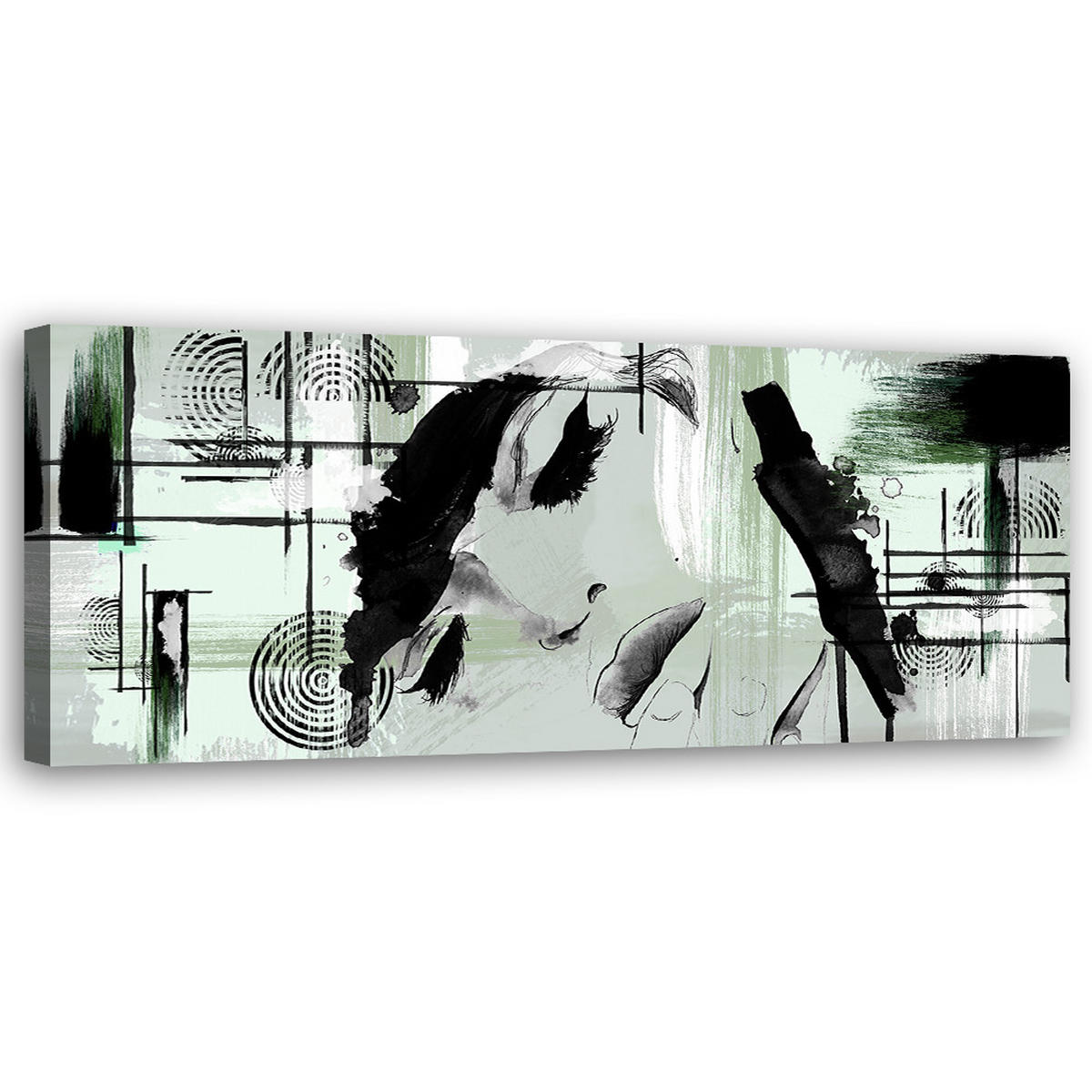 WANDBILD grüne frau abstrakt - Grau, Textil (90/30cm) - Feeby