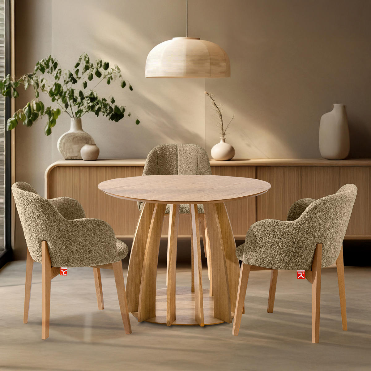 POLSTERSTUHL LONIS Esszimmerstühle 2er Set - Eichefarben/Braun, Holz/Textil (55/82/54cm) - KONSIMO®
