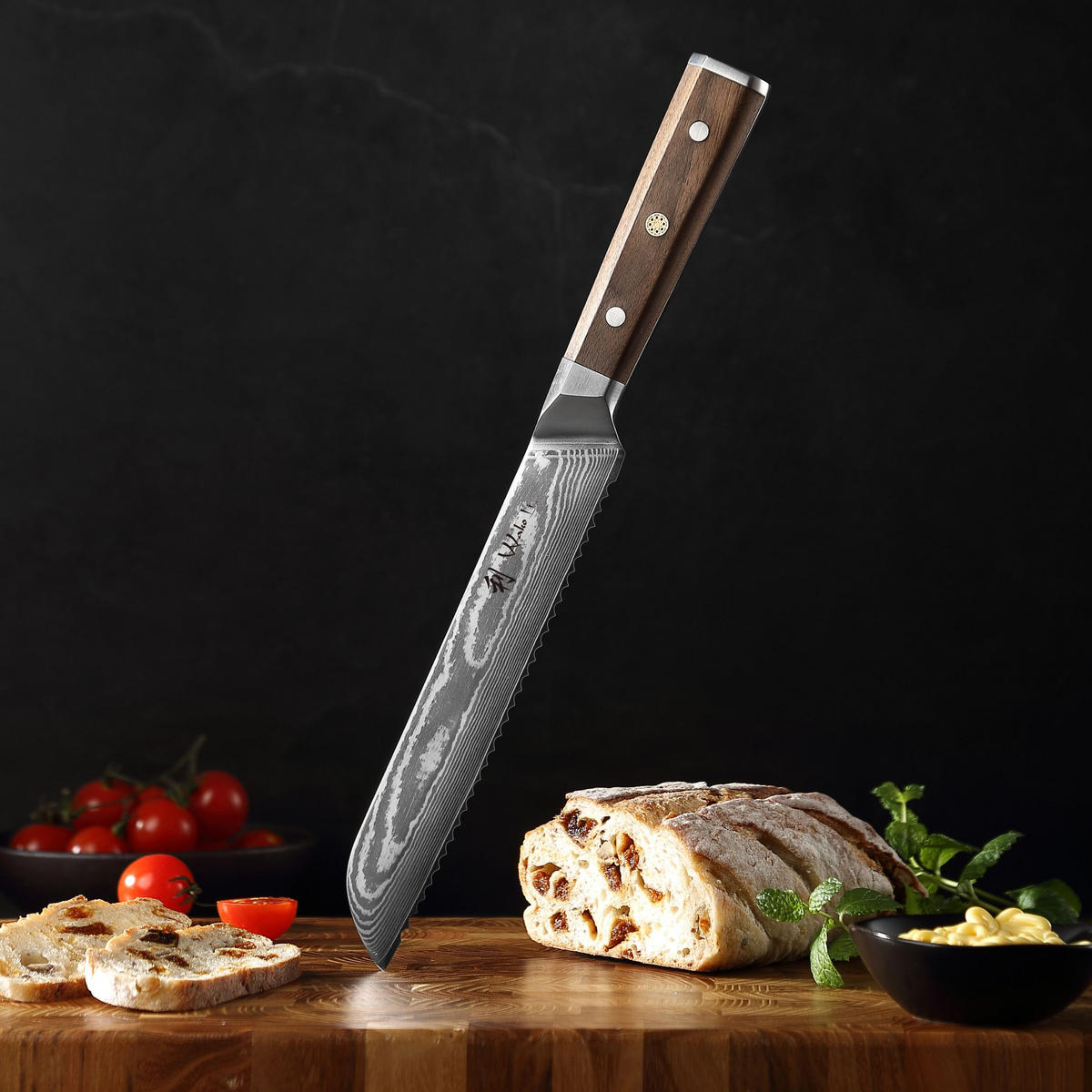 BROTMESSER 20 cm - Nussbaumfarben, Holz/Metall (33cm) - Wakoli