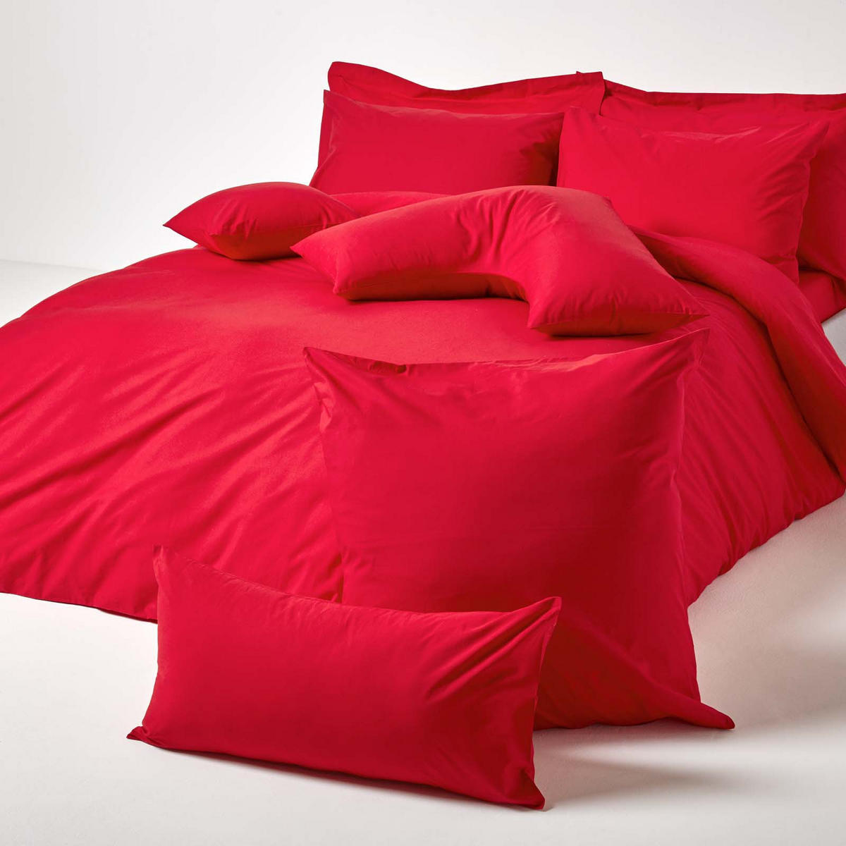 KISSENBEZUG Perkal, Ägyptische Baumwolle, Fadendichte 200 - Rot, Textil (40/80cm) - Homescapes