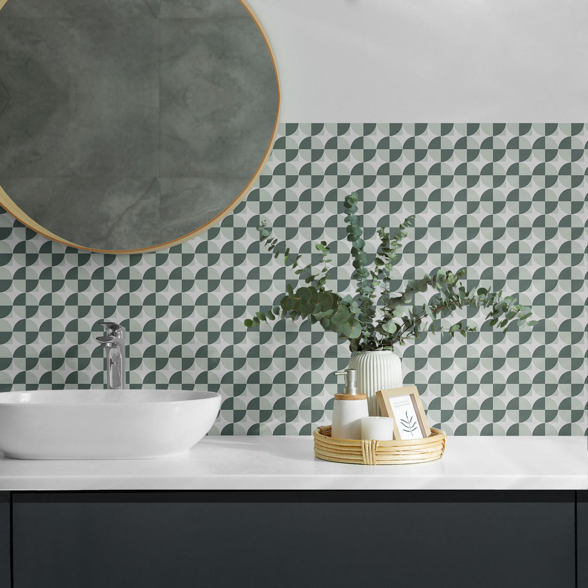 WANDPANEEL 20 Stück 20x20 cm selbstklebend Circona - Grün, Kunststoff (20/1.6/20cm) - Wallfluent