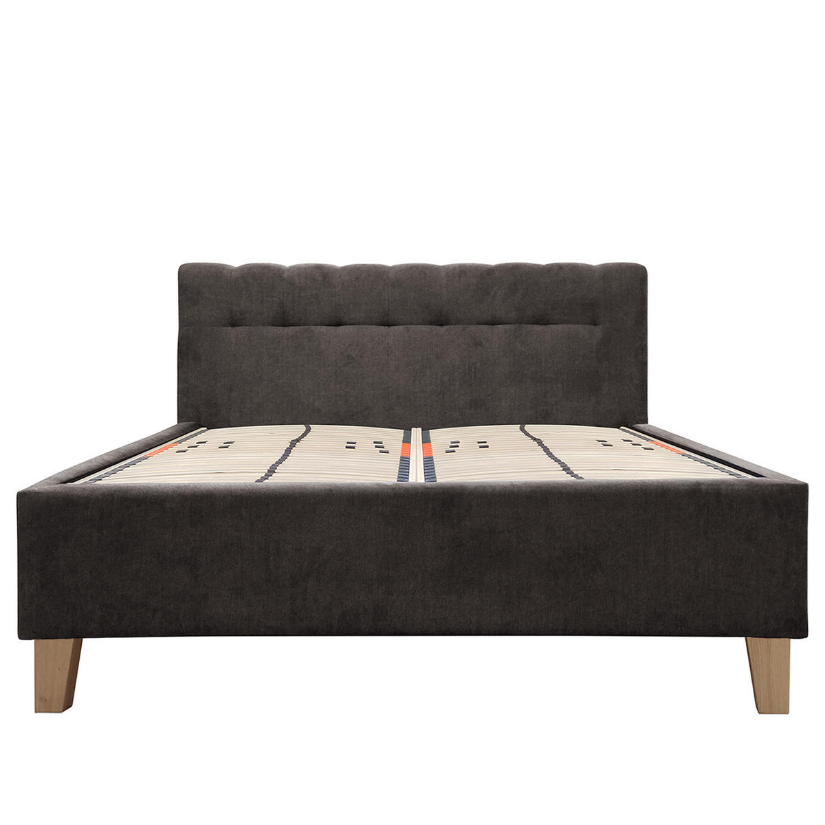 POLSTERBETT - Samt - Dunkelgrau, Holz/Textil (160/200cm) - home24