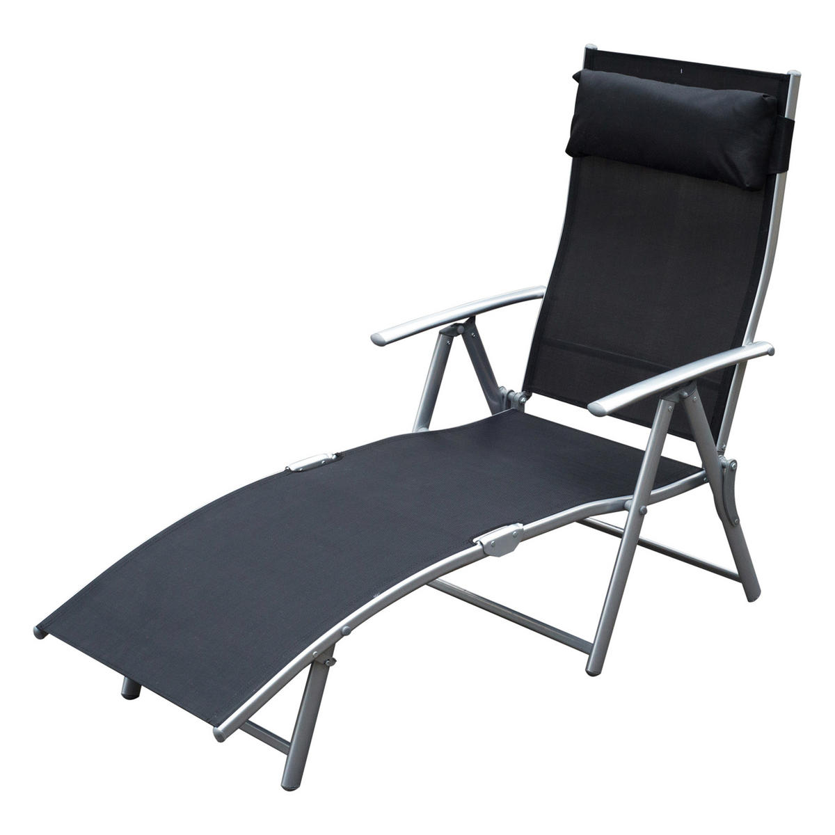 SONNENLIEGE DE-13547 7-fach verstellbar mit Kopfstütze Schwarz - Schwarz, Metall (63.5/100.5/137cm) - ComfortXL