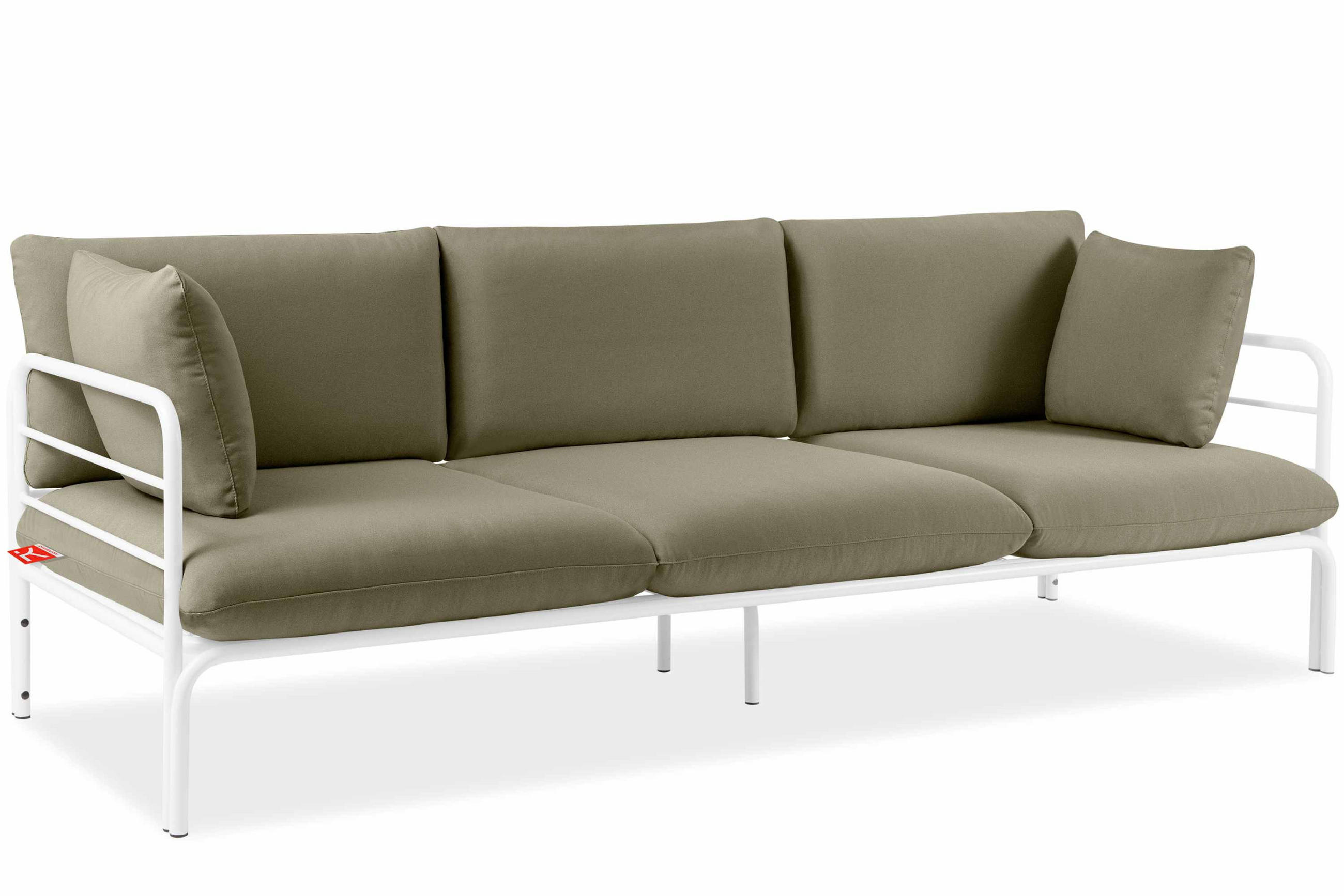 GARTENSOFA RAMBE 3-Personen mit Kissen, Weiß/Beige - Beige/Weiß, Textil/Metall (225/80/80cm) - KONSIMO®
