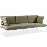 GARTENSOFA RAMBE 3-Personen mit Kissen, Weiß/Beige - Beige/Weiß, Textil/Metall (225/80/80cm) - KONSIMO®