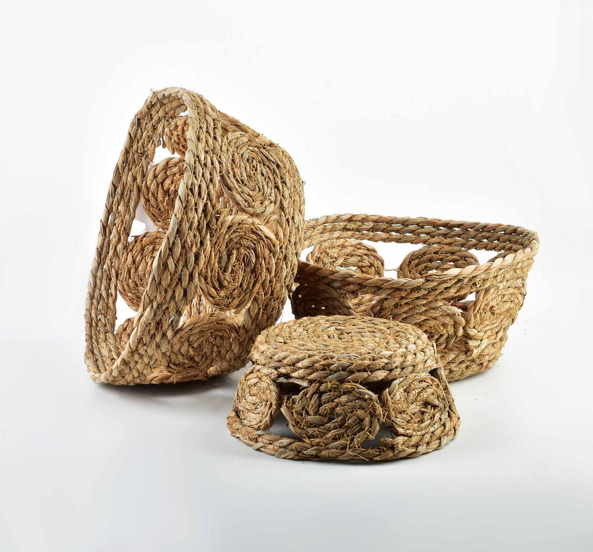 KORB Bali 3er Set beige 30/30/15 cm Seegras - Beige, Naturmaterialien/Kunststoff (30/15/30cm) - Mondex