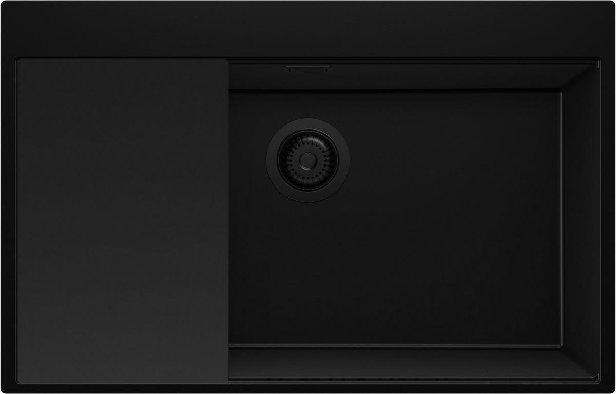 SPÜLBECKEN Oslo, 2-er set Alles Schwarz 78/50 cm 1 Becken + Ablauf-Set + Schneidebrett ab 80er Unterschrank - Schwarz, Kunststoff (78/20/50cm) - Primagran