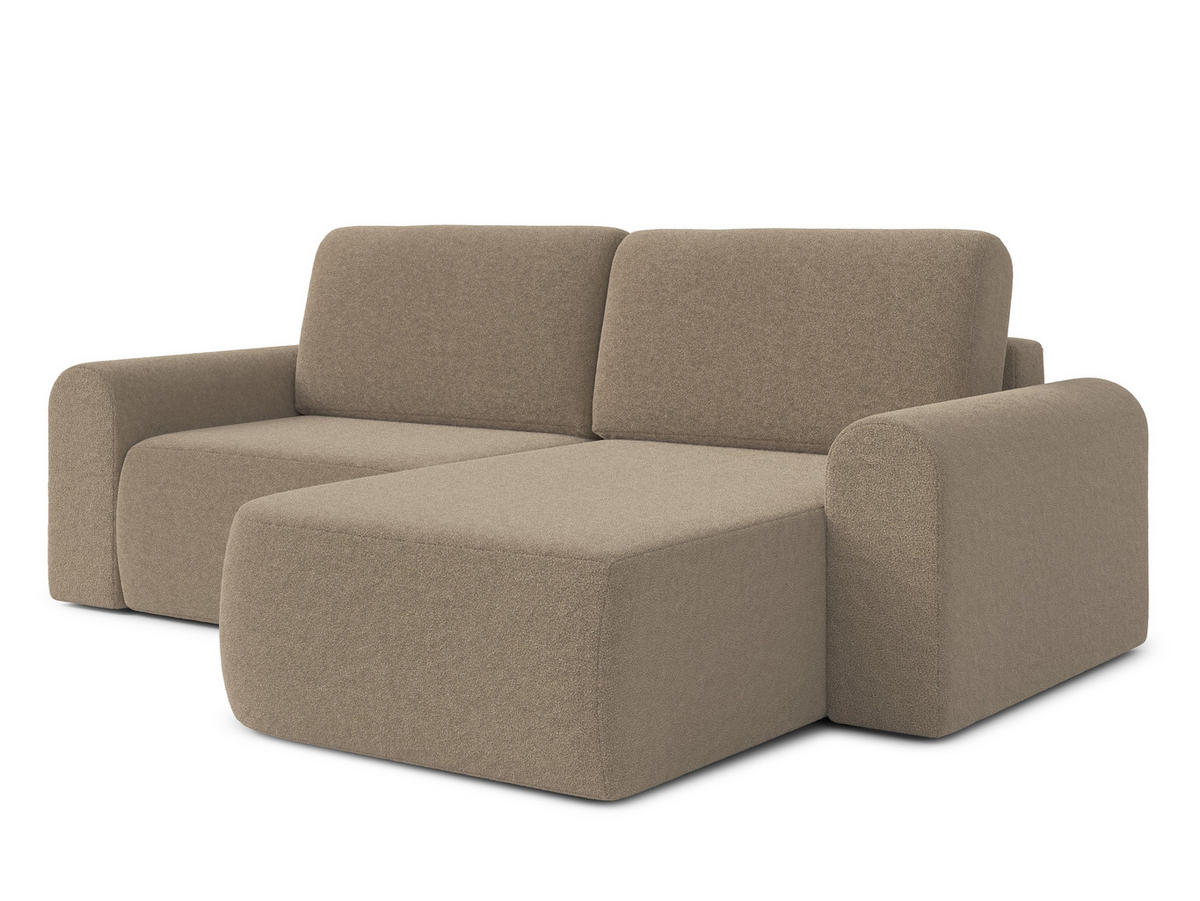 ECKSOFA L Form Otterton Braun 250/180/95 cm Rechts mit Schlaffunktion - Schwarz/Braun, Kunststoff/Textil (250/180cm) - AX Living