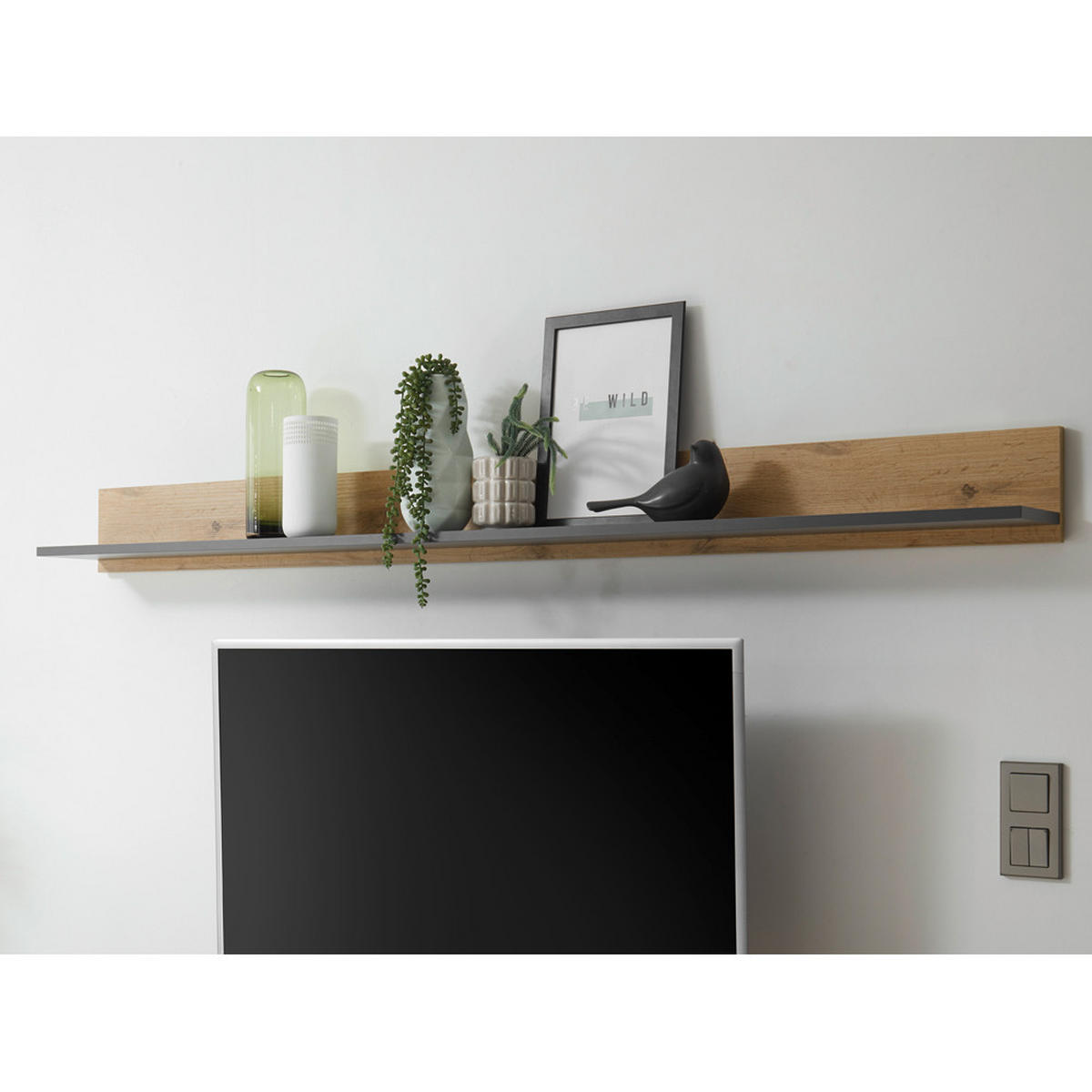 WANDREGAL Crisp-61 - Anthrazit/Braun, Holzwerkstoff (170/15/20cm) - Lomado