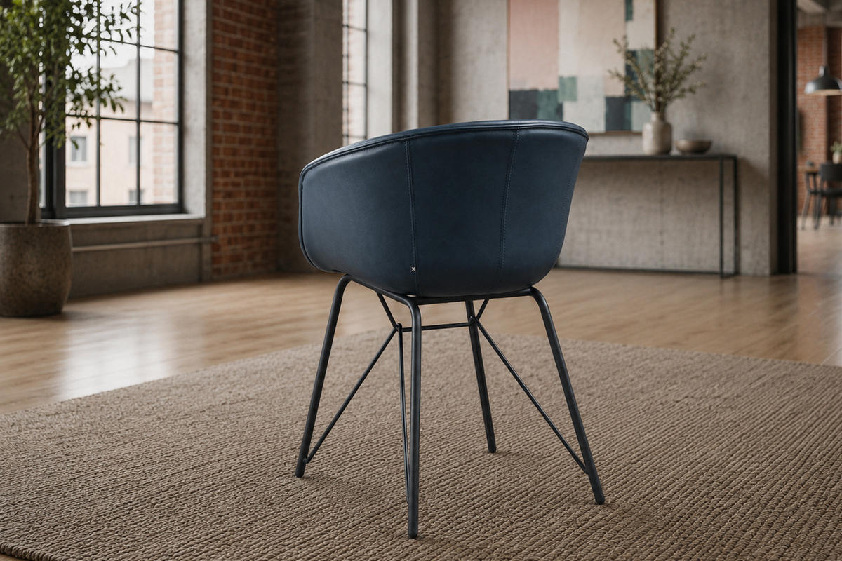 STUHL DANI Blau Kunstleder (4er-Set) - Blau/Silberfarben, Leder (60/79/180cm) - KAWOLA