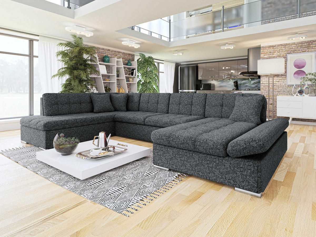ECKSOFA Bergen, Seite: Rechts - Greige/Silberfarben, Holz/Textil (345/76/205cm) - MIRJAN24