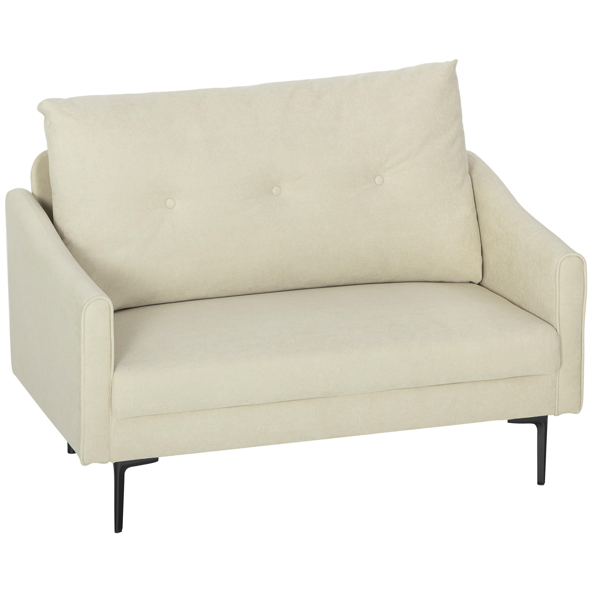SOFA 2-Sitzer 124 cm Kleine Couch mit Armlehne, Samtoptik, Cremeweiß - Creme, Textil (73/92/124cm) - HOMCOM