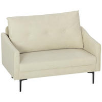 SOFA 2-Sitzer 124 cm Kleine Couch mit Armlehne, Samtoptik, Cremeweiß - Creme, Textil (73/92/124cm) - HOMCOM