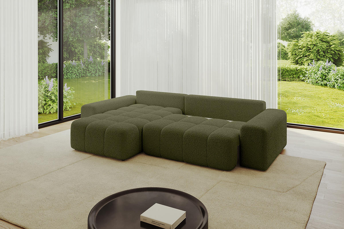 ECKSOFA Ottomane links/rechts ENIL-L 290x175x84 Grün Bouclé - Grün, Holzwerkstoff/Kunststoff (290/175cm) - ALTDECOR