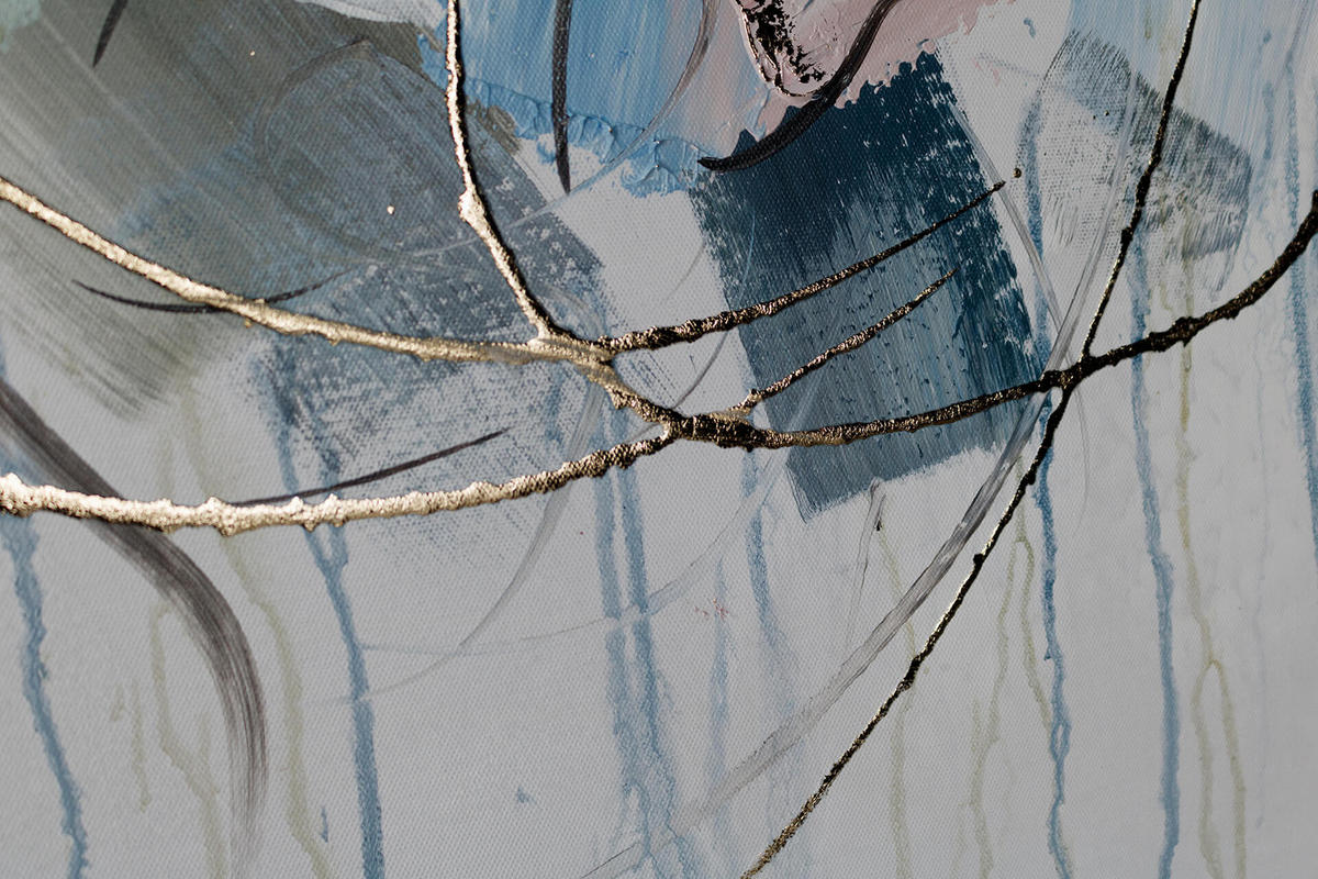 ACRYLBILD HANDGEMALT 60/90 cm - Blau/Grau, Holz/Textil (60/90cm) - KUNSTLOFT