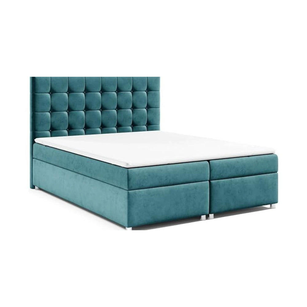 BOXBETT mit Bettkasten Trinity K-9 Bonellfederkern inkl. Topper, mit Lieferung - Hellblau, Holz/Holzwerkstoff (200/200cm) - Best For Home
