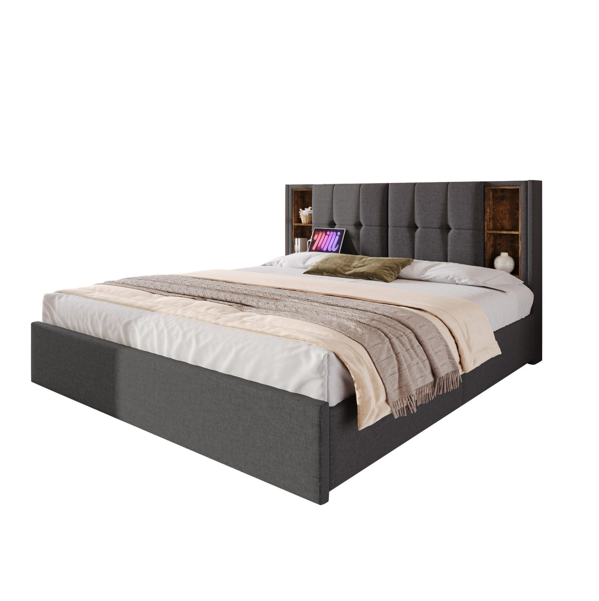Beauniv Polsterbett Grau 160x200 cm